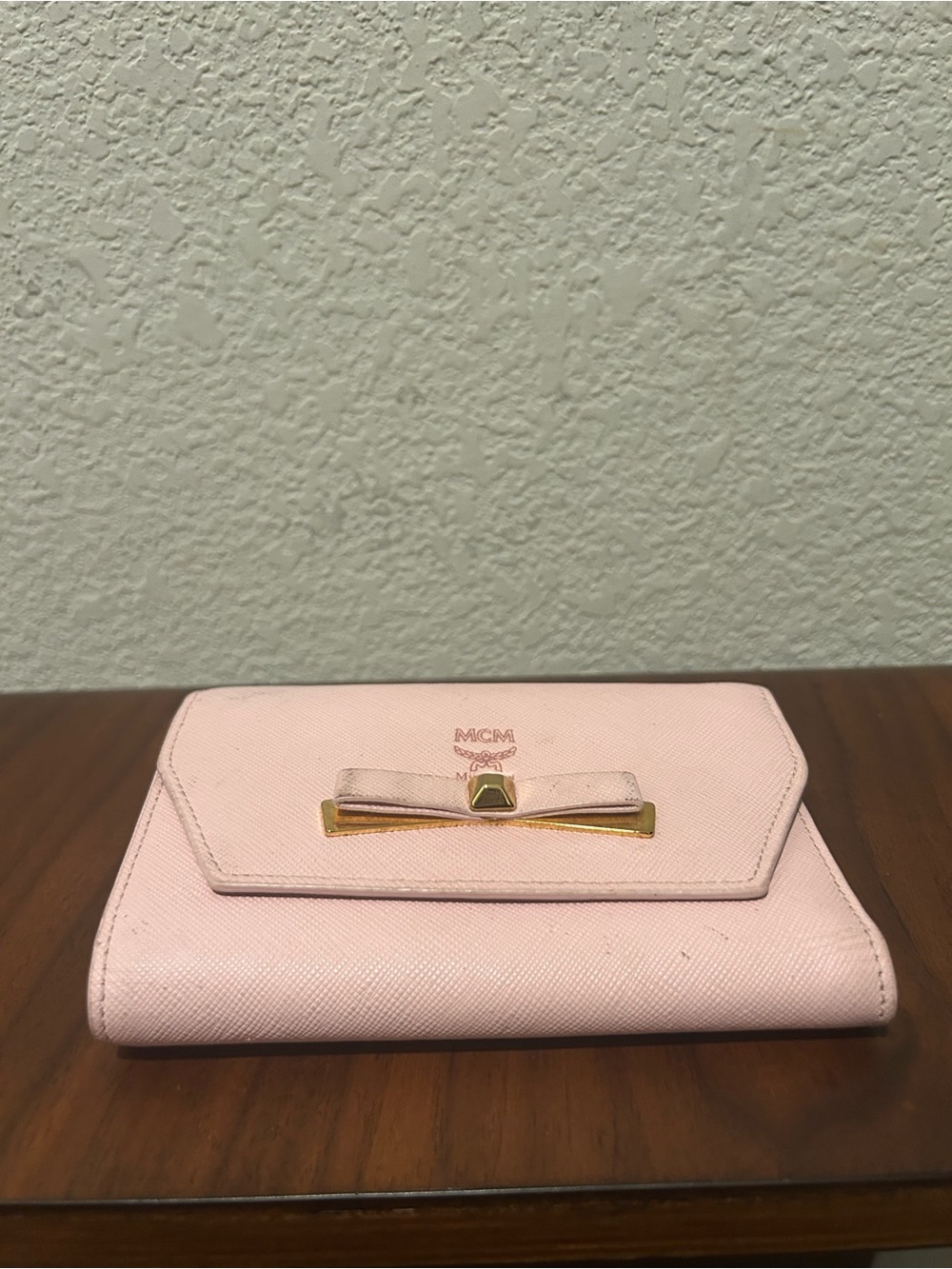 MCM Pink Leather Bow Trifold Wallet - Picture 4 of 13